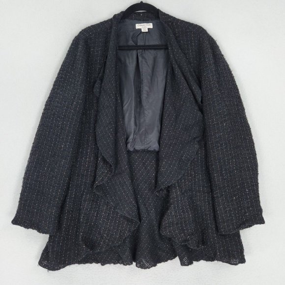 Coldwater Creek Sweater Womens Extra Large Black Brown Shimmer Tweed Cardigan - Picture 1 of 11
